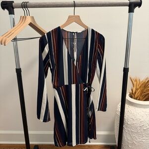 Lush Multicolor Long Sleeve Wrap Dress